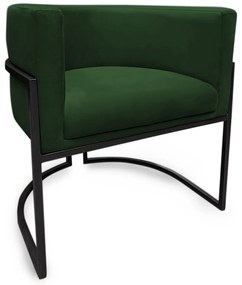 Poltrona Decorativa Base Metal Preta Luna Veludo Verde - Sheep Estofados - Verde escuro