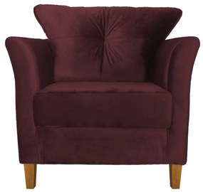 Kit Sofá Namoradeira + 2 Poltronas Ibis Decorativa Suede Bordô