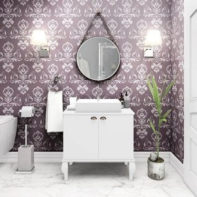 Espelho Redondo 58cm Alça Decoração Escandinavo Branco