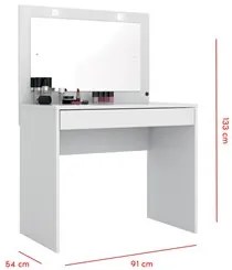 Penteadeira Camarim Com Espelho 1 Gaveta Atraente D02 Branco - Mpozena