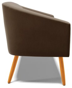 Namoradeira 02 Lugares Stella Suede Marrom Pés Palito Castanho - D'Rossi