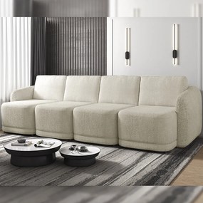 Sofá Cama Modulado Retrátil e Reclinável Decorativo Varsóvia 316cm Bouclê Bege G33 - Gran Belo