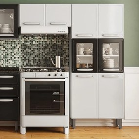 Armário De Cozinha Aéreo Em Aço Evidence 2 Portas Branco