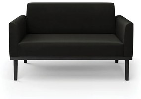 Sofá Namoradeira Base de Madeira Fixa Preto Marisa Suede  D03 - D'Rossi - Preto