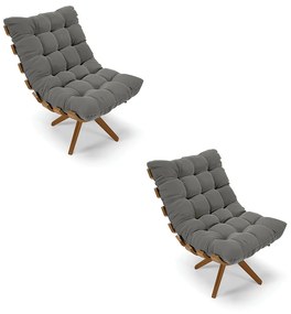 Poltrona Giratoria Costela Kit 2 Suede Base de Madeira MA30 M11 - D'Rossi - Grafite