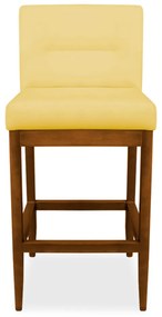 Banqueta Valencia Base de Madeira Maciça Veludo Amarelo