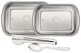 Kit para Assar e Servir Tramontina Cosmos em Aço Inox com Tampa de Vidro 4 Peças