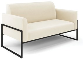 Sofá Namoradeira com Poltrona Base Industrial Alta Preto Marisa Veludo D03 - D'Rossi - Bege