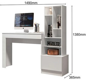 Mesa Escrivaninha com Livreiro 1 Gaveta Nina Branca - Mobler - Branco