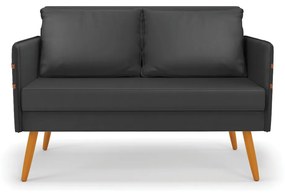 Namoradeira 02 Lugares Mari Corino Preto Pés Palito Castanho - D'Rossi