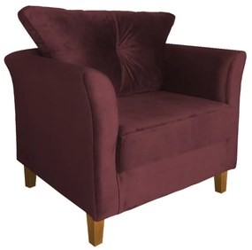 Kit Sofá Namoradeira + 2 Poltronas Ibis Decorativa Suede Bordô
