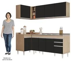 Armário de Cozinha Modulado de Canto Direito 4 Peças CP42 com Pia Inox