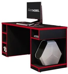 Mesa Para Computador Notebook Gamer Pro Preto/Vermelho - Fit Mobel