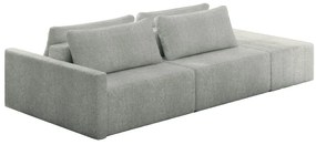 Sofá Ilha Modulado Milos 232cm Puff Lateral Bouclê Cinza G33 - Gran Belo