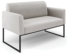 Sofá Namoradeira Base Industrial Preto Marisa Veludo D03 - D'Rossi - Cinza