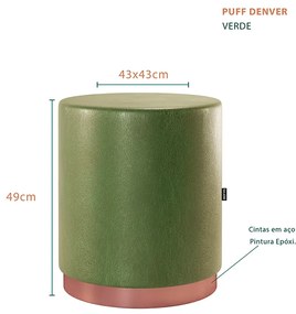 Puff Decorativo Redondo Denver Corano Verde - Sheep Estofados - Verde
