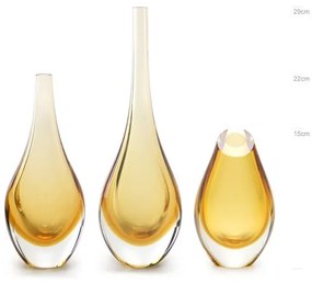 Conjunto 3 Gotas Mini Âmbar Murano Cristais Cadoro