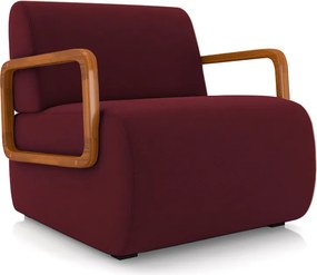 Poltrona Decorativa Sala de Estar Odessa Braços em Madeira Veludo Bordô G33 - Gran Belo