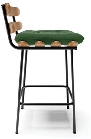Kit 04 Banquetas Costela Suede Verde Base Metálica Preto - D'Rossi