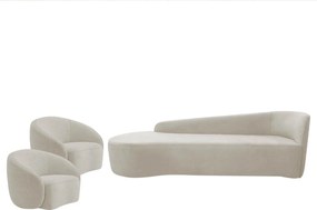 Kit Divã Recamier Orgânico França 220cm Lado Esquerdo e 2 Poltronas Amore Linho