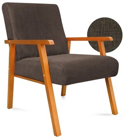Kit 2 Poltronas Decorativas Alexa Braça de Madeira Linho Marrom - Sheep Estofados