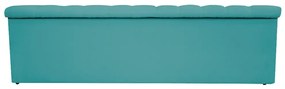 Recamier Baú Estofada Mel 140 cm Casal Com Capitonê  Suede Azul Turquesa - ADJ Decor