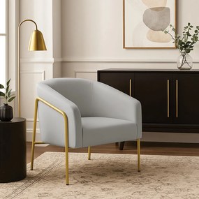 Poltrona Sala Industrial Alta Dourado Stella Suede D03 - D'Rossi - Cinza