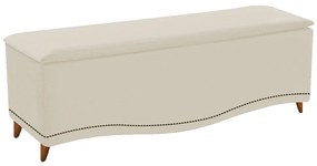 Calçadeira Estofada Yasmim 160 cm Queen Size Corano Bege - ADJ Decor