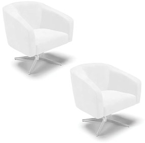 Poltrona Decorativa Giratória Cromada Kit 2 Stella Sintético PU D03 - D'Rossi - Branco