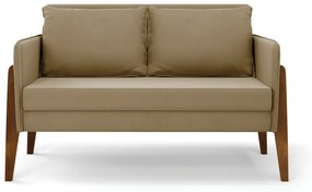 Kit 1 Sofá Namoradeira e 2 Poltronas Lana Suede Marrom Rato Base de Madeira - D'Rossi