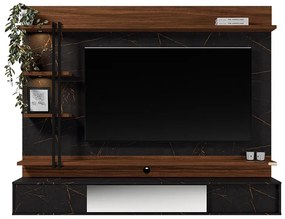 Painel de TV Home Suspenso 200cm Ágata Reali/Imbuia - Vizzato - Preto