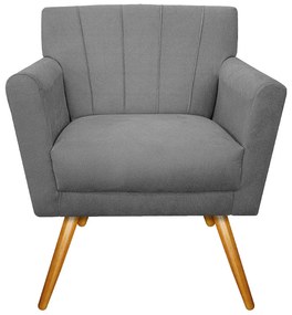 Poltrona Laura Pés Palito Mel Suede Cinza - ADJ Decor