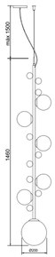 Pendente Aliança Ø20X146Cm 06Xg9 Globo 12Cm - Usina 90010/6 (PT - Preto Texturizado, Branco (Fosco))