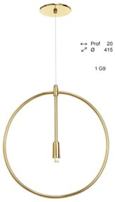 Pendente Ring Ø41,5X2Cm Circle Metal Aluminio 01Xg9 - Old Artisan Pd-5... (DOURADO BRILHO)