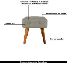 Puff Decorativo Pés Palito Karen Suede Nude G19 - Gran Belo