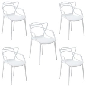Kit 5 Cadeiras Decorativas Sala e Cozinha Feliti (PP) Branca G56 - Gran Belo