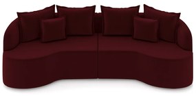 Sofá Living Decorativo Salinas 4 Lugares com Almofadas 290cm Modulado Veludo Bordô G33 - Gran Belo