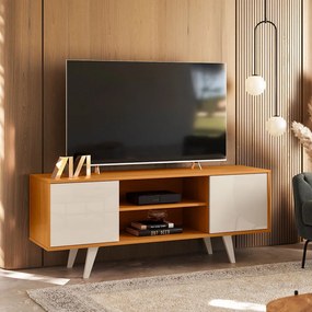 Rack TV 50 Pol 136cm Bancada para Sala Korelli M20 - D'Rossi - Cinamomo e Off White