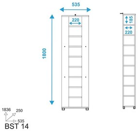 Sapateira com Espelho Mais de 4 Prateleiras BST 14 - Branco