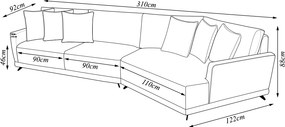 Sofá Sala de Estar Bipartido Design Moderno 310cm com Almofadas Pés de Ferro Rossi Linho Bege G93 - Gran Belo