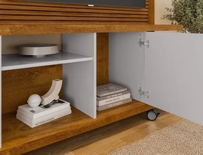 Home Theater Taurus Ripado Naturalle/Off White – Bechara Móveis