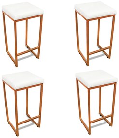 Banqueta Alta para Cozinha Industrial Kit 4 Nick Bronze e Sintético D03 - D'Rossi - Branco