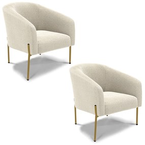 Cadeira Sala de Jantar Pé Ferro Dourado kit 2 Stella Bouclê D03 - D'Rossi - Bege