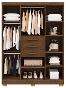 Guarda Roupa Taurus 6 Portas e 3 Gavetas Imperial Imbuia Rústico - Vila Rica Móveis