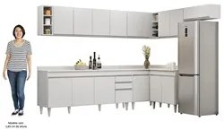 Armário de Cozinha Modulado de Canto 8 Peças CP26 Balcão com Tampo Bra