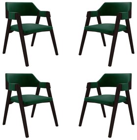 Kit 4 Cadeiras Sala de Jantar e Jogos Carteados Madeira Maciça Poker Veludo Verde/Tabaco G42 - Gran Belo