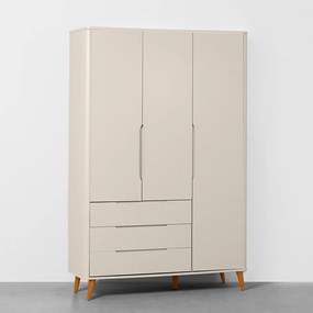 Guarda-Roupa Boom 3 Portas e 3 Gavetas com Pés Retrô Mel - Areia Fosco