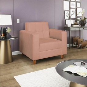 Poltrona Decorativa Denver Suede Rosê - ADJ Decor