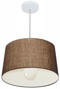 Lustre Pendente Cone Md-4241 Cúpula em Tecido 30/45x40cm Café - Bivolt