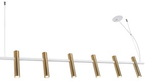 Pendente Cravo 3,8X20X130Cm Focos Simetricos 6Xmr11 - Usina 16970/6 (BT - Branco Texturizado)